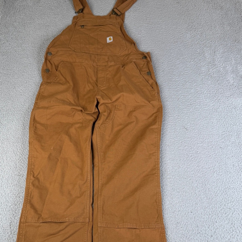 Carhartt Overalls Womens M 8-10 Brown Crawford Loose Double Knee Bib Duck Canvas